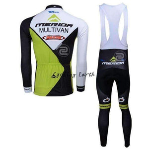 Planet Gates 3D Silicone! Merida  long sleeve cycling jersey pants bicycle sports cycling autumn wear clothes set Ropa Ciclismo