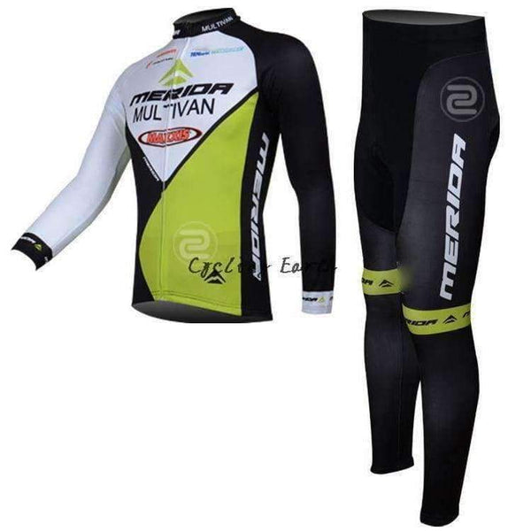 Planet Gates 3D Silicone! Merida  long sleeve cycling jersey pants bicycle sports cycling autumn wear clothes set Ropa Ciclismo