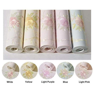 Planet Gates 3D Stereoscopic Flower Pastoral Non-woven Thickened Wallpaper Wall Covering Roll Wall Papers Home Decor Living Room Bedroom Wall