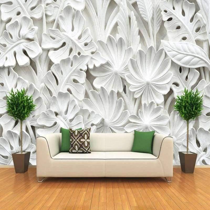 Planet Gates 3D Stereoscopic Leaf Pattern Plaster Relief Mural Wall Paper Living Room TV Background Wall Painting Wallpaper Home Decoration