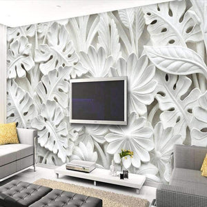 Planet Gates 3D Stereoscopic Leaf Pattern Plaster Relief Mural Wall Paper Living Room TV Background Wall Painting Wallpaper Home Decoration