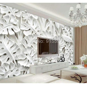 Planet Gates 3D Stereoscopic Leaf Pattern Plaster Relief Mural Wall Paper Living Room TV Background Wall Painting Wallpaper Home Decoration