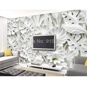 Planet Gates 3D Stereoscopic Leaf Pattern Plaster Relief Mural Wall Paper Living Room TV Background Wall Painting Wallpaper Home Decoration
