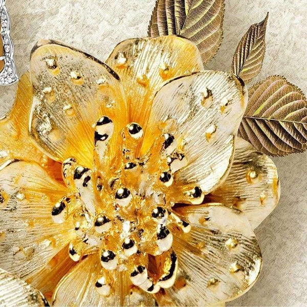 Planet Gates 3D Wallpaper European Style Golden Diamond Flower Jewelry Backdrop Wall Painting Murals Hotel Living Room TV Sofa Home Decor 3 D