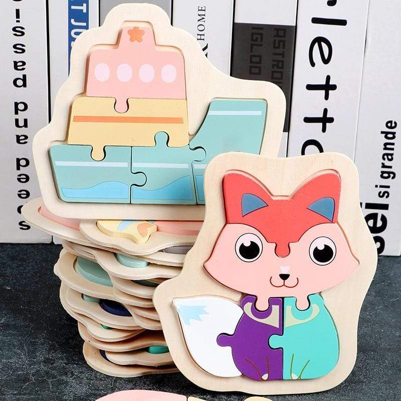 Planet Gates 3D Wooden Puzzle Toys For Children Cartoon Animal Vehicle Wood PuzzlesJigsaw Intelligence Kid Baby Early Educational Toys Gifts