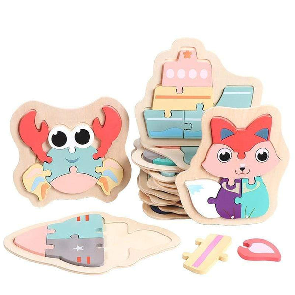 Planet Gates 3D Wooden Puzzle Toys For Children Cartoon Animal Vehicle Wood PuzzlesJigsaw Intelligence Kid Baby Early Educational Toys Gifts