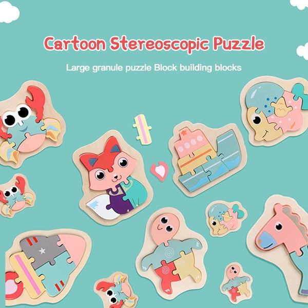 Planet Gates 3D Wooden Puzzle Toys For Children Cartoon Animal Vehicle Wood PuzzlesJigsaw Intelligence Kid Baby Early Educational Toys Gifts