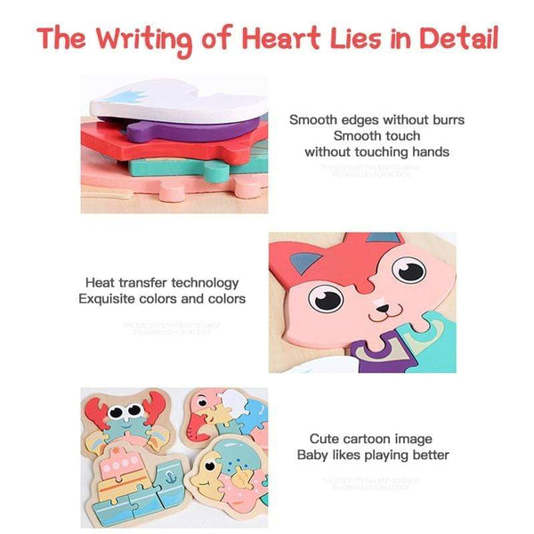 Planet Gates 3D Wooden Puzzle Toys For Children Cartoon Animal Vehicle Wood PuzzlesJigsaw Intelligence Kid Baby Early Educational Toys Gifts