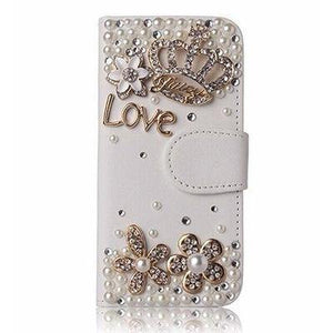 Planet Gates 3Flower CrownLove / PU leather Diamond Flip Leather Phone Case For Huawei P8 LITE 2017/P9 LITE 2017/Honor 8 lite,Wallet Style Cover With Card Slot