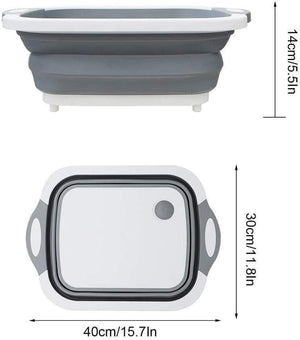 Planet Gates 3in1 Sink Folding Chopping Cutting Board Dish Tub Fruit Vegetable Washing Drain Storage Basket Collapsible Colander Kitchen Tool