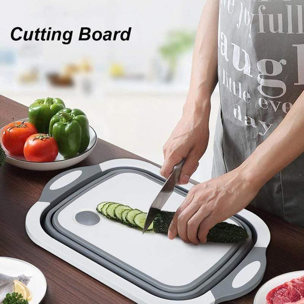 Planet Gates 3in1 Sink Folding Chopping Cutting Board Dish Tub Fruit Vegetable Washing Drain Storage Basket Collapsible Colander Kitchen Tool
