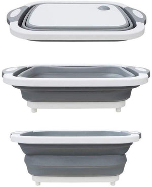 Planet Gates 3in1 Sink Folding Chopping Cutting Board Dish Tub Fruit Vegetable Washing Drain Storage Basket Collapsible Colander Kitchen Tool