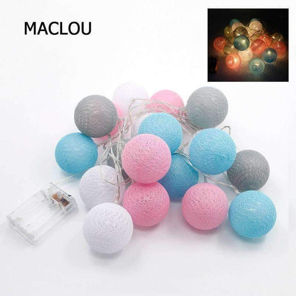 Planet Gates 3M 1.5M Battery Cotton Ball Light LED String Garland Ball Cotton Lighting Chain Christmas Light Wedding Holiday Party Decoration