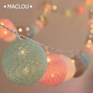 Planet Gates 3M 1.5M Battery Cotton Ball Light LED String Garland Ball Cotton Lighting Chain Christmas Light Wedding Holiday Party Decoration
