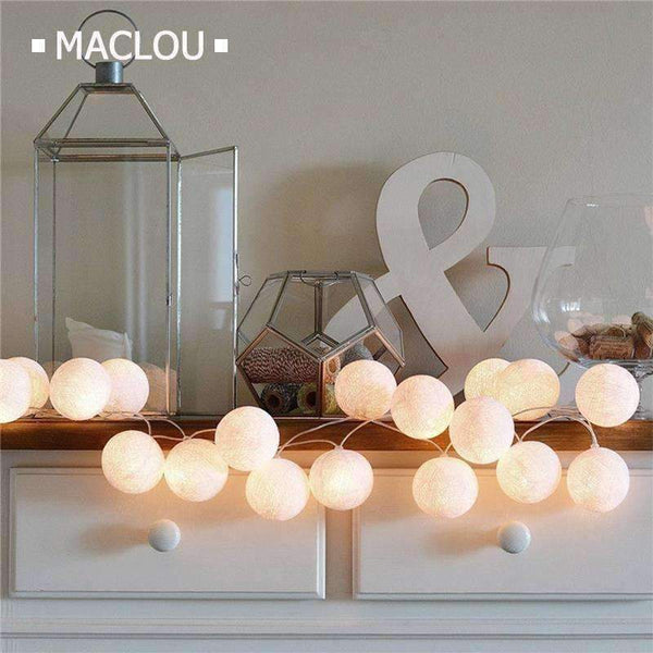 Planet Gates 3M 1.5M Battery Cotton Ball Light LED String Garland Ball Cotton Lighting Chain Christmas Light Wedding Holiday Party Decoration