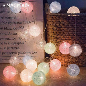 Planet Gates 3M 1.5M Battery Cotton Ball Light LED String Garland Ball Cotton Lighting Chain Christmas Light Wedding Holiday Party Decoration