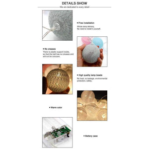 Planet Gates 3M 1.5M Battery Cotton Ball Light LED String Garland Ball Cotton Lighting Chain Christmas Light Wedding Holiday Party Decoration