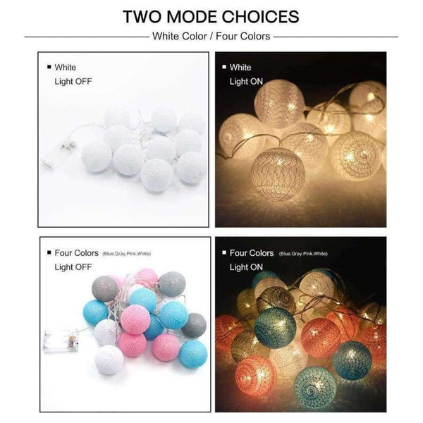 Planet Gates 3M 1.5M Battery Cotton Ball Light LED String Garland Ball Cotton Lighting Chain Christmas Light Wedding Holiday Party Decoration