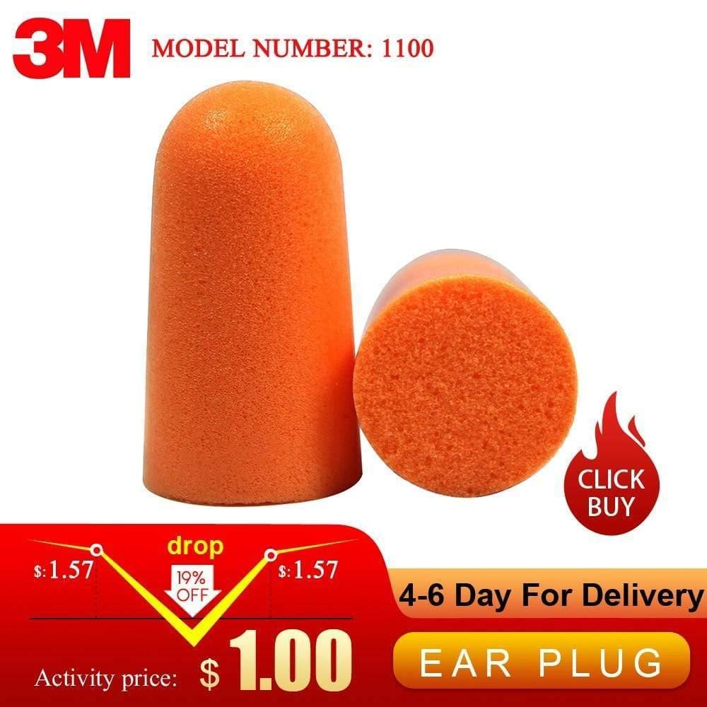 3M 1100 Foam Ear Plug Uncorded Earplugs 29 dB Noise Reduction Rating 10 Pairs Individual Packaging