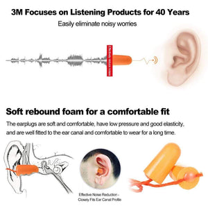 3M 1110 Foam Ear Plug Corded Earplugs 29 dB Noise Reduction Rating 10 Pairs Individual Packaging (10 pairs for 1110)
