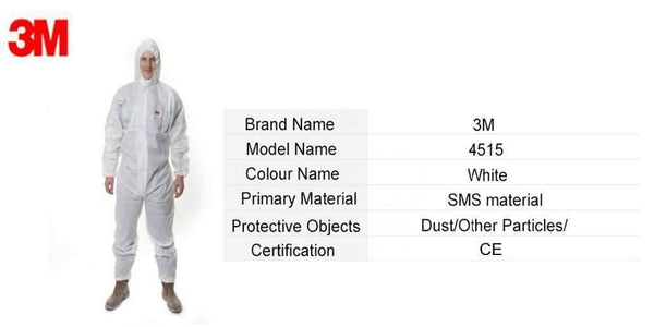 Planet Gates 3M 4515 Safety Clothing Disposable Protective Coveralls White Hooded Anti Particulate matter Liquid for Pesticide/spray LT056