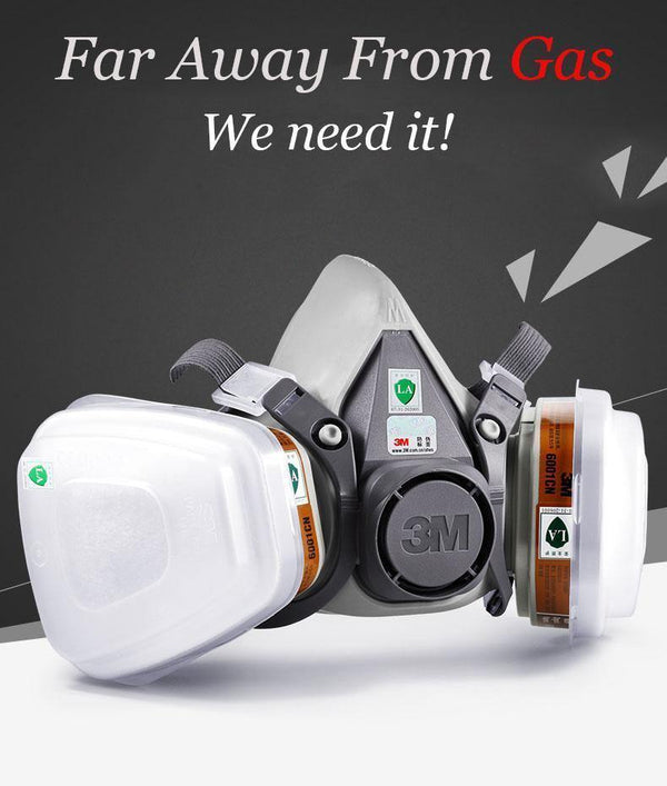 Planet Gates 3M 6000 Series Half Face Mask Respirator 6100/6200/6300 6001 Gas Cartridges 7IN1 Set For Painting Spraying Against Organic Vapor