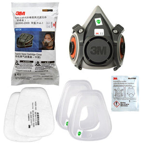 Planet Gates 3M 6000 Series Half Face Mask Respirator 6100/6200/6300 6001 Gas Cartridges 7IN1 Set For Painting Spraying Against Organic Vapor