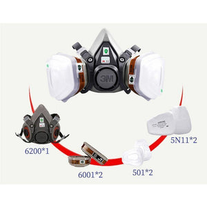 Planet Gates 3M 6200 Gas Mask with 3M 6001 Organic Vapor Filter Cartridge Respirator Anti-Fog Haze Pesticide Painting Spraying Face Masks