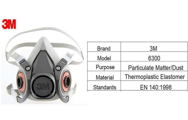 Planet Gates 3M 6300 Reusable Half Face Mask Respirator Low-maintenance Simple to Handle Lightweight 3M Mask Face Gas Mask LT017