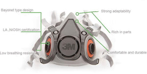 Planet Gates 3M 6300 Reusable Half Face Mask Respirator Low-maintenance Simple to Handle Lightweight 3M Mask Face Gas Mask LT017