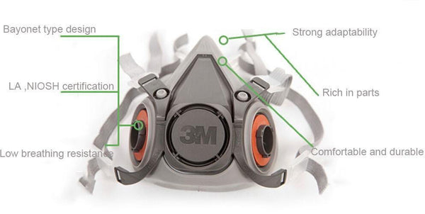 Planet Gates 3M 6300 Reusable Half Face Mask Respirator Low-maintenance Simple to Handle Lightweight 3M Mask Face Gas Mask LT017