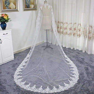 Planet Gates 3M Cathedral Length Lace Edge Bridal Head Veil With Comb Long Wedding Veil Accessories velos de novia