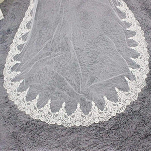 Planet Gates 3M Cathedral Length Lace Edge Bridal Head Veil With Comb Long Wedding Veil Accessories velos de novia