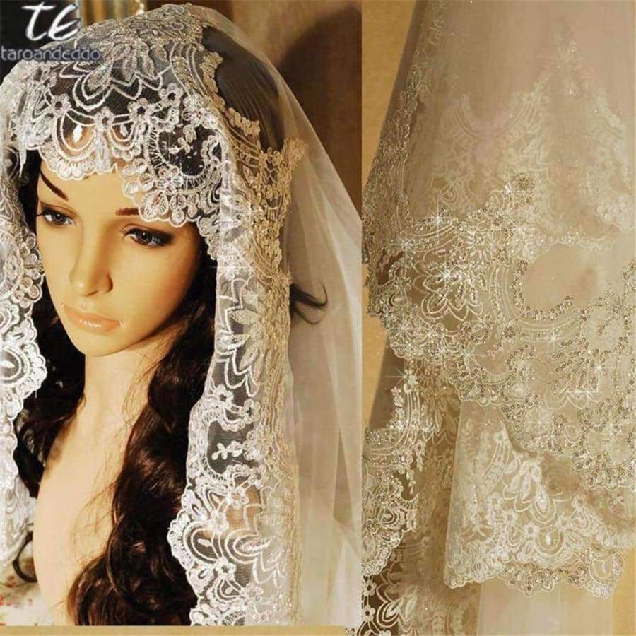 Planet Gates 3M Lace Appliques Edge Cathedral Length Sequin Bridal Veil Long Wedding Veil Chic Shiny Bridal Veil Wedding Accessories