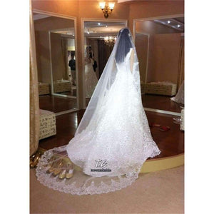 Planet Gates 3M Lace Appliques Edge Cathedral Length Sequin Bridal Veil Long Wedding Veil Chic Shiny Bridal Veil Wedding Accessories