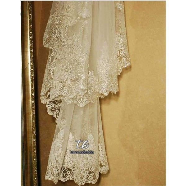 Planet Gates 3M Lace Appliques Edge Cathedral Length Sequin Bridal Veil Long Wedding Veil Chic Shiny Bridal Veil Wedding Accessories