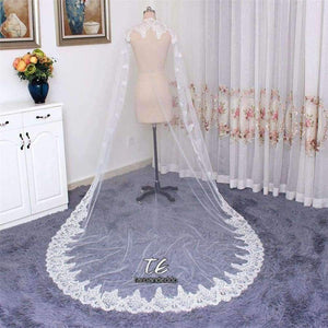 Planet Gates 3M Lace Appliques Edge Cathedral Length Sequin Bridal Veil Long Wedding Veil Chic Shiny Bridal Veil Wedding Accessories