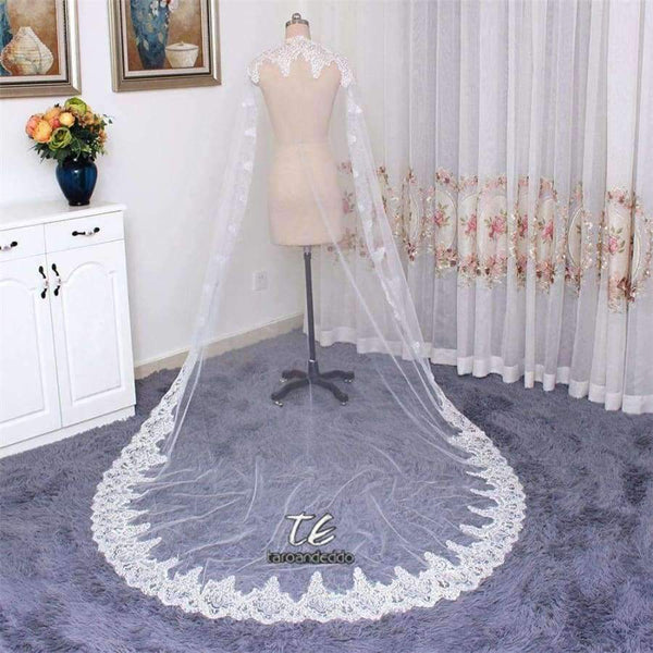 Planet Gates 3M Lace Appliques Edge Cathedral Length Sequin Bridal Veil Long Wedding Veil Chic Shiny Bridal Veil Wedding Accessories