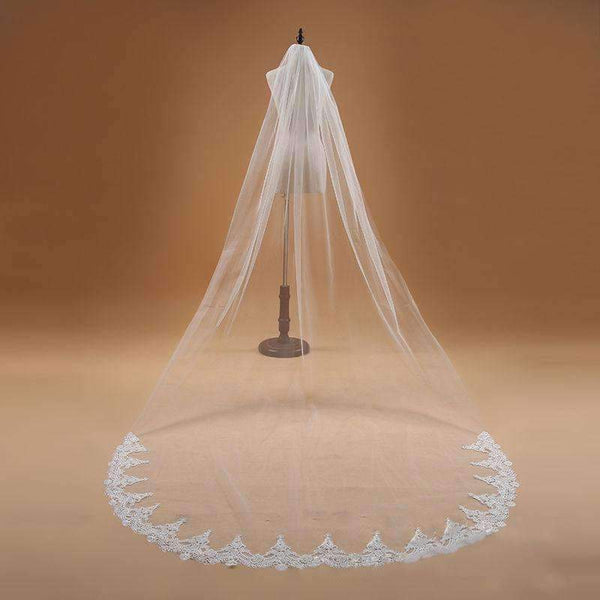 Planet Gates 3M One Layer Lace Edge White Ivory Cathedral Wedding Veil Long Bridal Veil Cheap Wedding Accessories Veu de Noiva