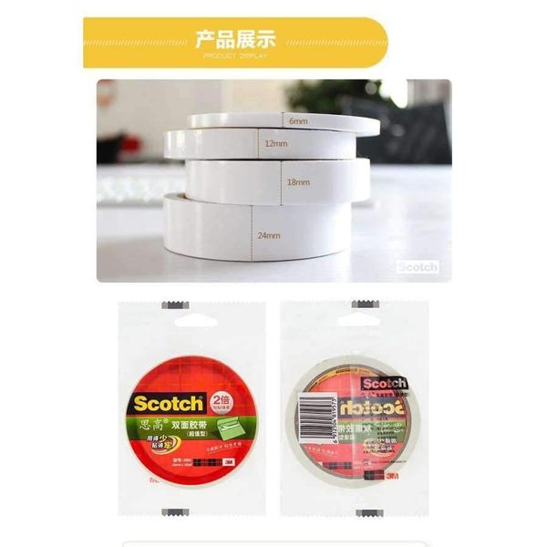 Planet Gates 3M Scotch double-sided adhesive tape 5pcs lot 6/12/18/24mm*10m 200C strong paste tape stationery double viscosity