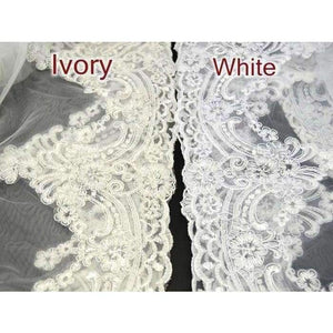 Planet Gates 3M White/Ivory Beautiful Cathedral Length Lace Edge Wedding Bridal Veil With Comb Wedding Accessories MD3084