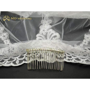 Planet Gates 3M White/Ivory Beautiful Cathedral Length Lace Edge Wedding Bridal Veil With Comb Wedding Accessories MD3084