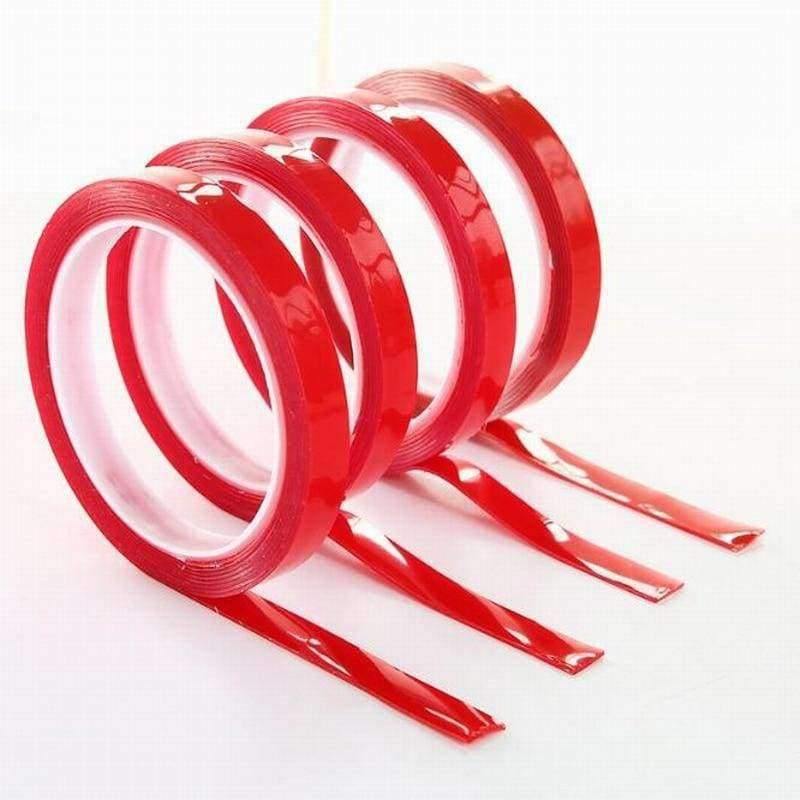 Planet Gates 3mm/5MM/10MM*25M Strong Acrylic Adhesive PET Red Film Clear Double Side Tape No Trace For Phone Tablet LCD Screen Glass