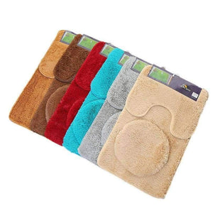 Planet Gates 3pc Bathroom Set Rug Contour Mat Toilet Lid Cover Plain Solid Color Bathmats Bathroom Set Bathroom Products dropshipping 18jun21