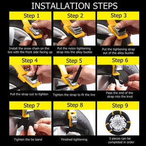 Planet Gates 3pcs 1/3/6pcs TPU Snow Chains Universal Car Suit Tyre Winter Roadway Safety Tire Chains Snow Climbing Mud Ground Anti Slip