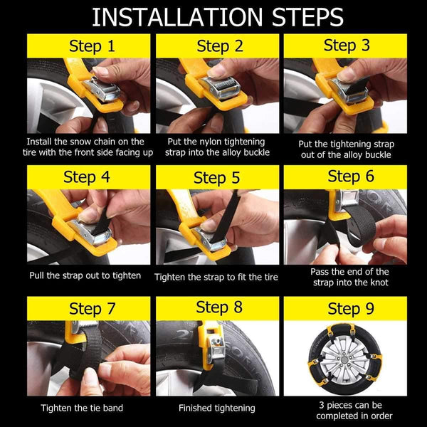 Planet Gates 3pcs 1/3/6pcs TPU Snow Chains Universal Car Suit Tyre Winter Roadway Safety Tire Chains Snow Climbing Mud Ground Anti Slip