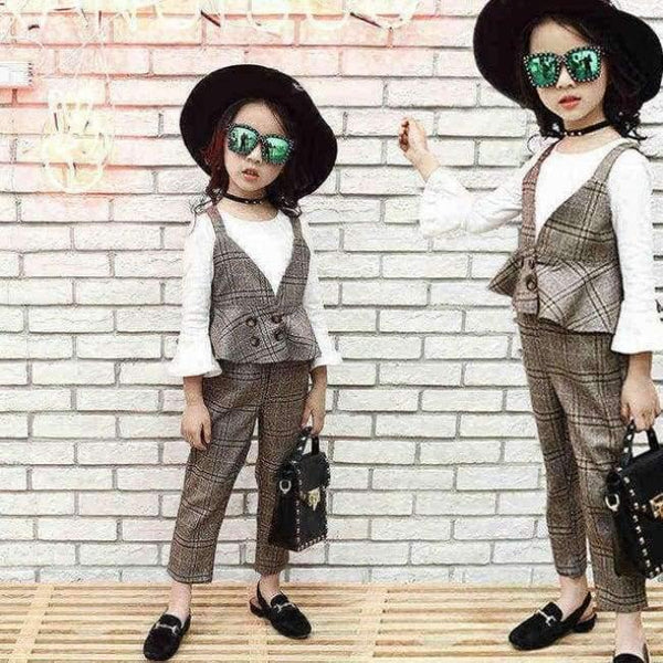 Planet Gates 3PCS 1 / 4 Teenage girls clothing set kids tracksuit for girls sport suit school uniform plaid girls clothes spring 3pcs children clothes