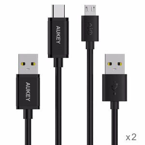 Planet Gates 3pcs AUKEY Fast Cable Micro USB Type C Cable QC 2.0/3.0 USB Phone Cable Android Cable USB C Data Transfer Charging phone Adapter