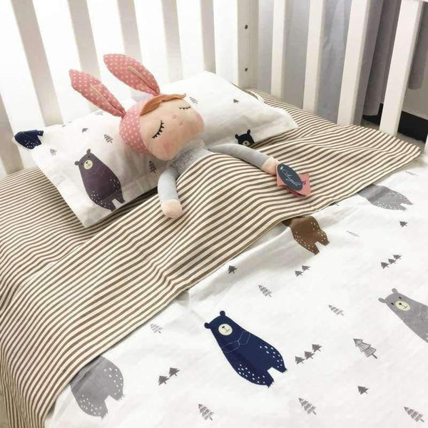 Planet Gates 3Pcs Baby Bedding Set Cotton Crib Sets Baby Cot Set Including Duvet Cover +Pillowcase +Flat Sheet Kindergarten bedding Sets