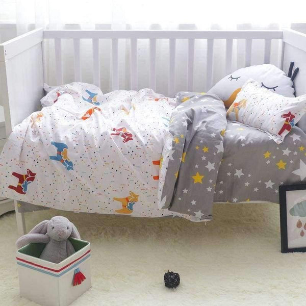 Planet Gates 3Pcs Baby Bedding Set Cotton Crib Sets Baby Cot Set Including Duvet Cover +Pillowcase +Flat Sheet Kindergarten bedding Sets